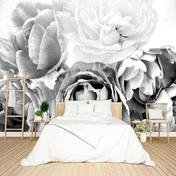 Mur de Fleurs Vintage - Gris - Papier peint panoramique élégant