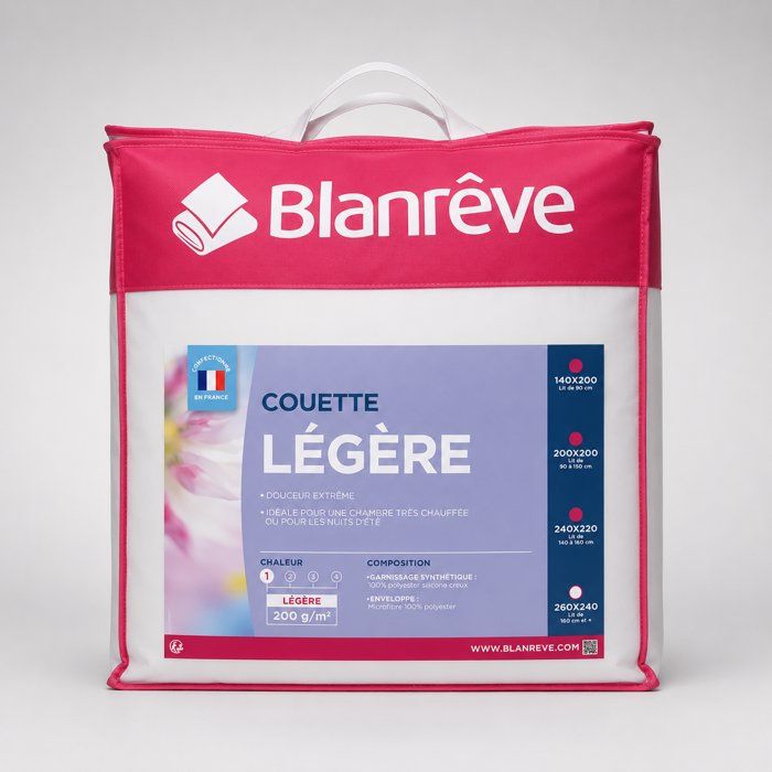 Couette Légère Microfibre - BLANREVE - 220 x 240 cm - Blanc