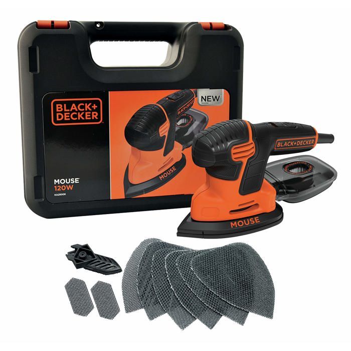 Black & Decker KA2500K Compact Mouse ponceuse 120W avec accessoires & coffret