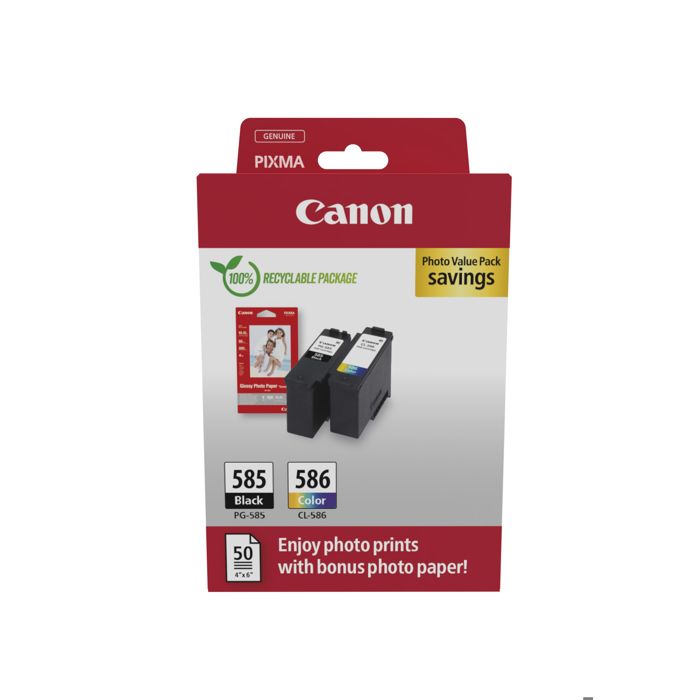 Canon PG 585CL 586 Photo Value Pack Pack de 2 couleur cyan jaune boîte de suspension jeu de papier / cartouche d'encre pour PIXMA TS7650i TS7750i - vue 2