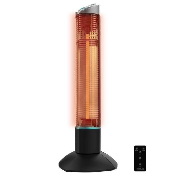 Cecotec Chauffage électrique extérieur sur pied ReadyWarm 1000 Power Tower. 1000 W à 2 niveaux Technologie halogène