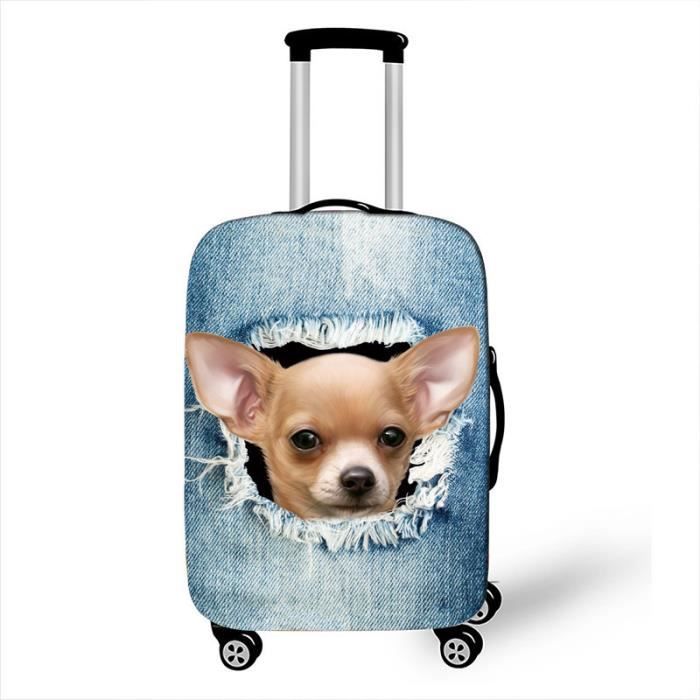 Housse De Protection Pour Valise 20 Pouces - Tissu Stretch, Fermeture Zip, Couleur Café - Anti-rayures Et Poussière