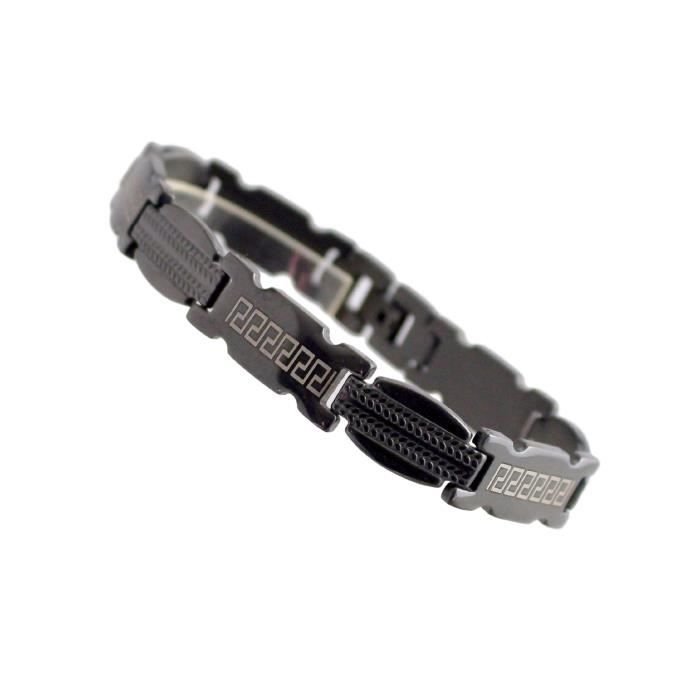 Gourmette bracelet homme en acier inoxydable noir anthracite. - Achat /  Vente bracelet - gourmette Gourmette bracelet homme en Homme Adulte Acier  Noir - Cd