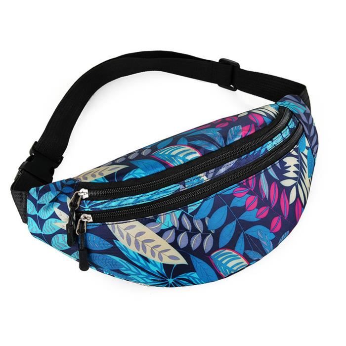 DAMILY Sac banane sacoche ceinture multi poches fermetures Poche d entrainement pour Homme Femme bleu Cdiscount Bagagerie Maroquinerie