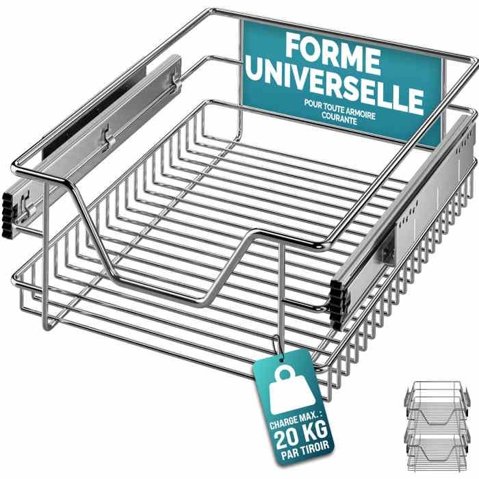 CASARIA® 2x Tiroir télescopique de rangement 40 cm pour armoire cuisine tiroir de cuisine métal tiroir coulissant CASARIA® 2x Tiroir télescopique de rangement 40 cm pour armoire cuisine tiroir de cuisine métal tiroir coulissant