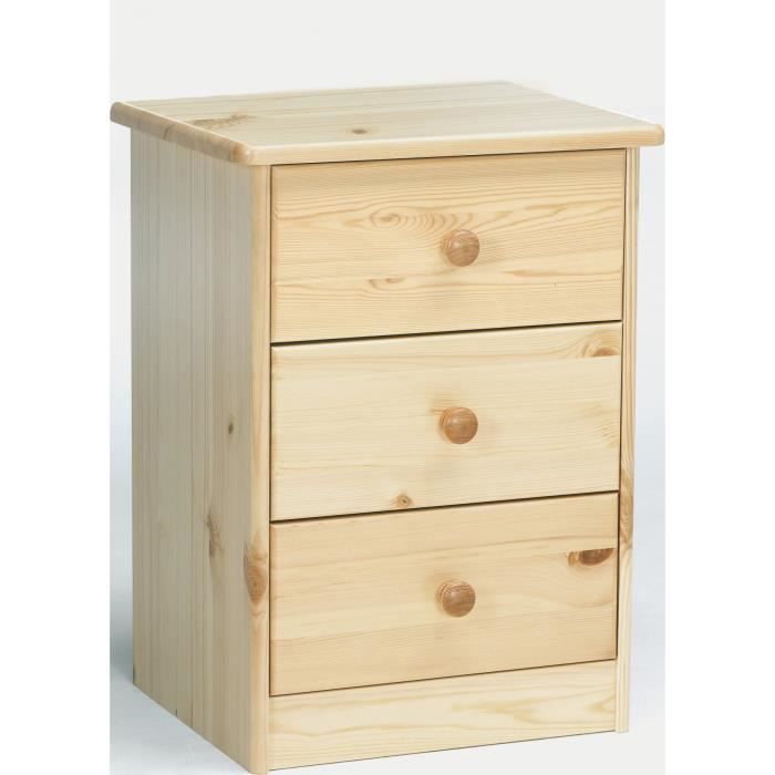 90.20-k03-elke table de chevet, table de nuit en pin naturel, 3 tiroirs