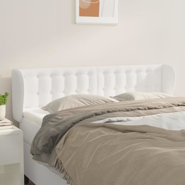 Tête de lit avec oreilles Marron foncé 183x23x78/88 cm Tissu vidaXL