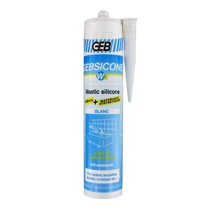 Mastic silicone Blanc GEBSICONE W2 joints sanit...
