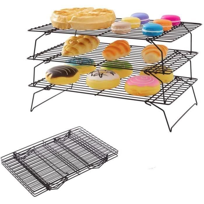 Grille De Refroidissement 3 Niveaux 40x25cm - Ustensile Pâtisserie Empilable Anti-Adhésif