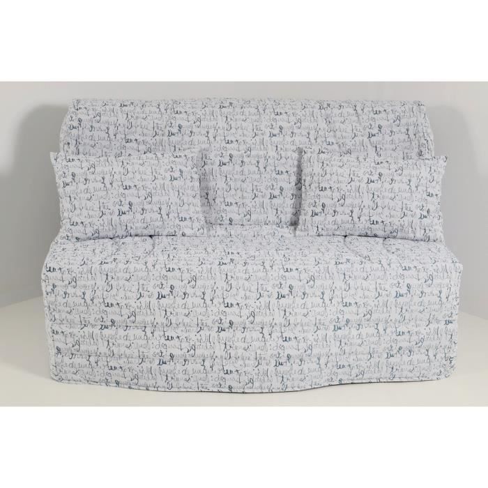Housse Matelassee Pour Banquette Bz 140 Jacquard Nelson White Turquoise Achat Vente Housse De Canape Cdiscount