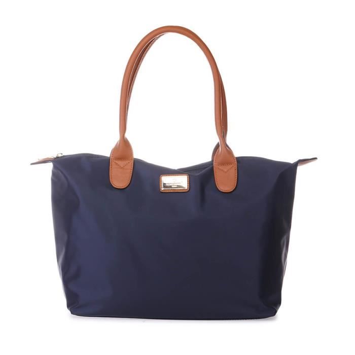 Sac cabas bleu marine medium style shopping U Bleu - Cdiscount Bagagerie - Maroquinerie