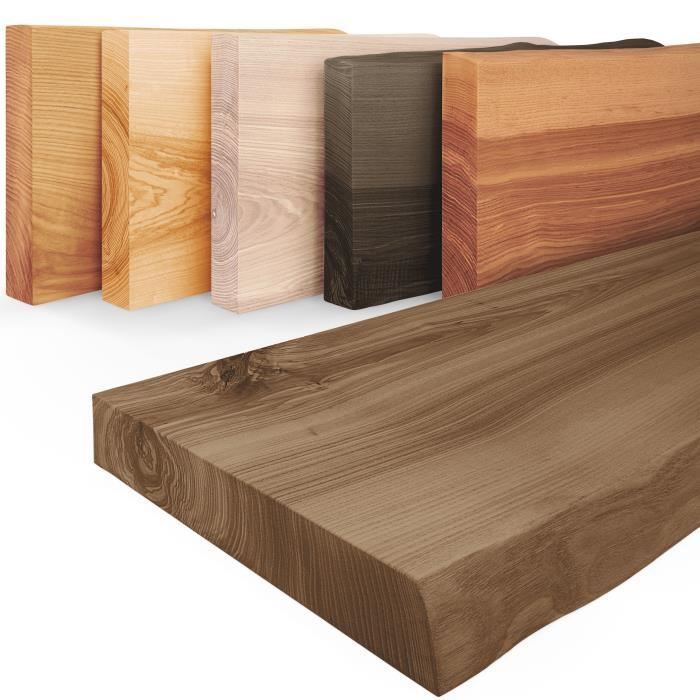 ESituro Lot De 4 Étagères Murales Bois, Tablette Murale, Avec Bord De Protection, Pour Chambre, Salon, Cuisine, Entrée, Couleur Bois Naturel, L30xP10xH4cm