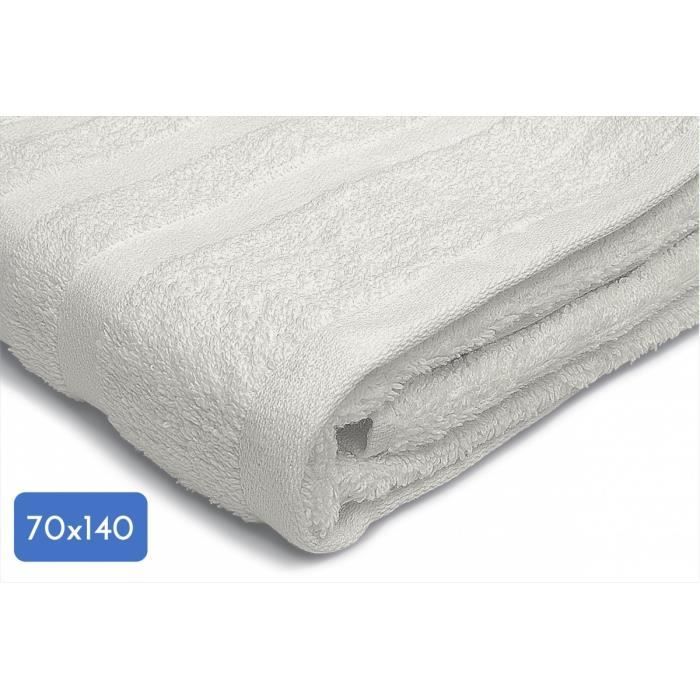 Drap de douche uni 70x140cm 100% coton - 500g/m² - Beige crème
