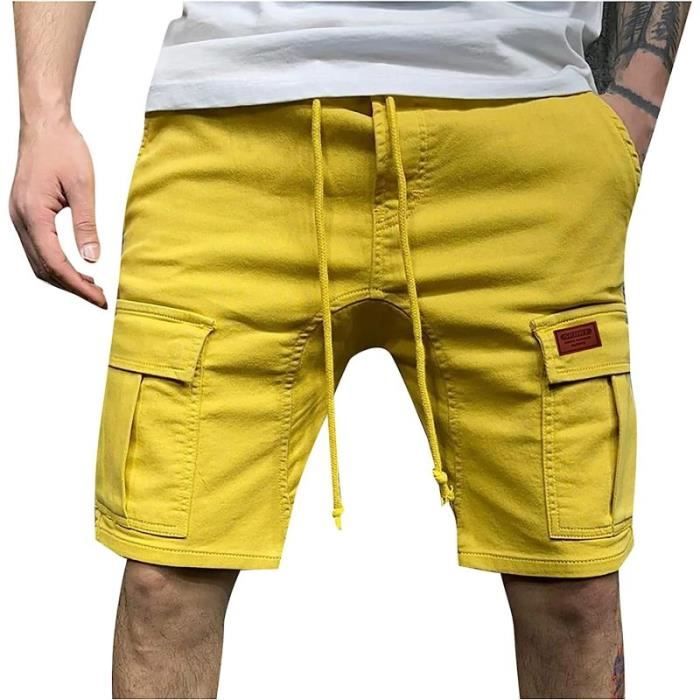 Short Cargo a Taille Elastique Homme Cargo Short Court Bermuda ete Grande Taille Ete Court Musculation Casual Combat Court Militaire Jaune Cdiscount Pret a Porter