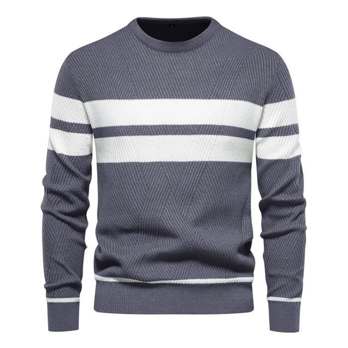 Pull Homme En Tricot Automne Hiver Casual Pullover Manches Longues