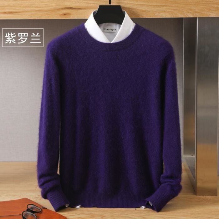 Pull en cachemire de vison pur pour hommes pulls col rond pull