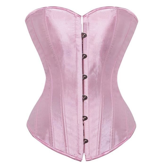 Sexy Satin Dentelle dans le Dos Overbust Corset De Mariage Corselet