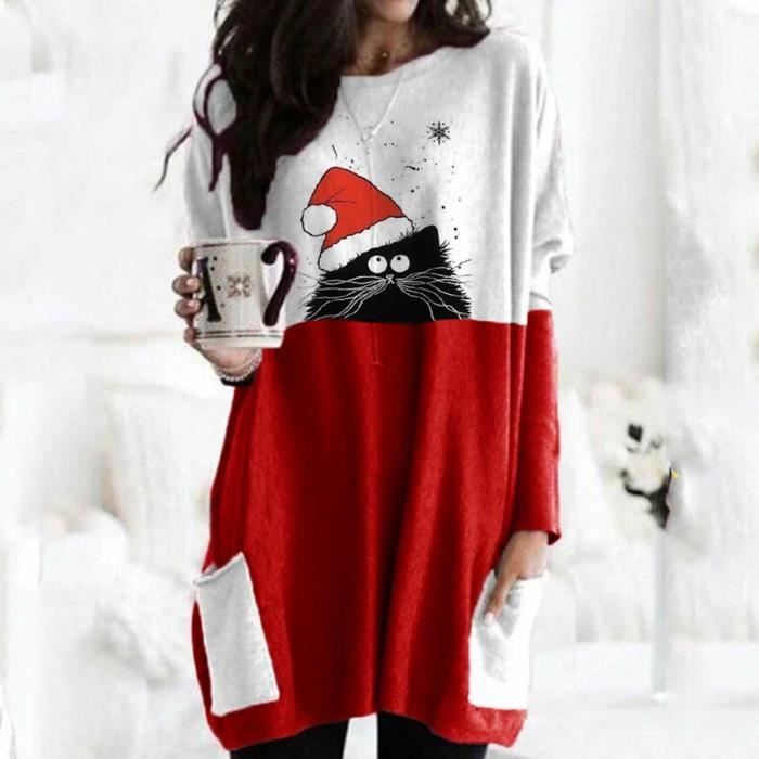 Tunique Femme No l Couleur Assortie Imprim Manches Longues