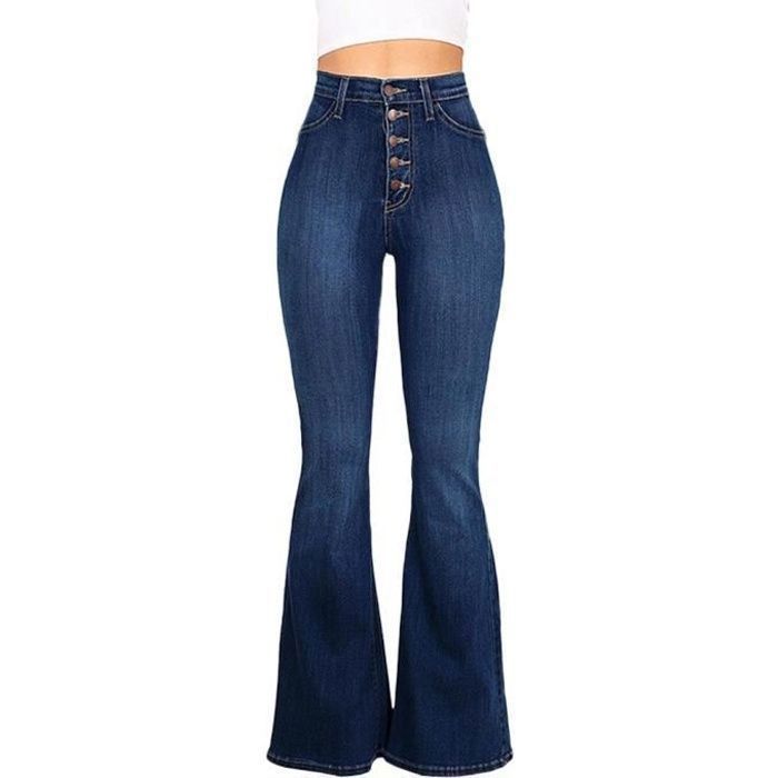 Jean Femme Bootcut Glook - Coupe Évasée Vintage Taille Mi-Haute - Denim Confortable