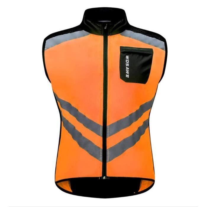 Gilet Cyclisme Homme WOSAWE - Ultraléger Coupe-Vent - Haute Visibilité Nuit