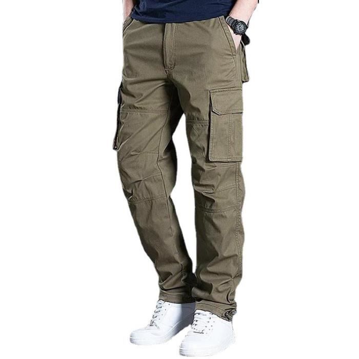 Pantalon Cargo Hiver Homme Multi-poches Doublé Polaire Regular Droit