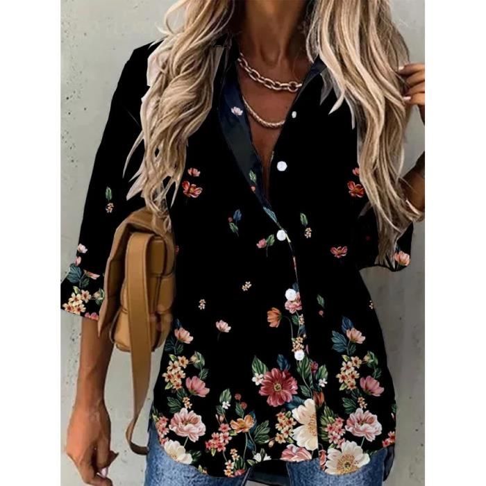Chemise Chemise mi longue a manches longues pour femme chemisier elegant decontracte a la mode Black A6873 Blanc Cdiscount Pret a Porter