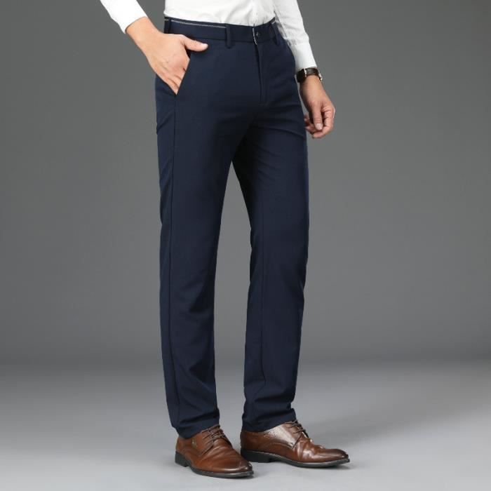 Pantalon en Lin Homme Slim Fit Confortable Taille Elastiquee Coupe Droite  Léger Eté - Bleu Bleu - Cdiscount Prêt-à-Porter