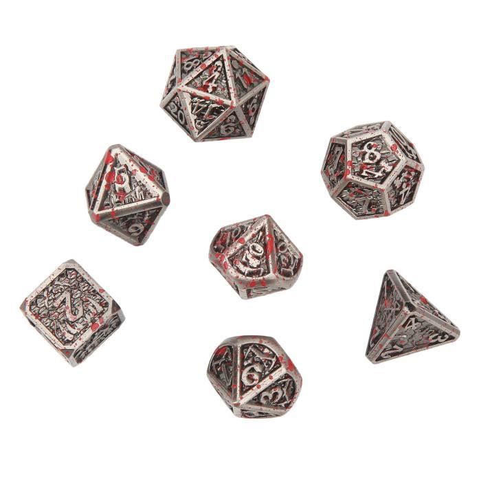 Set De Dés DND En Métal ZHOORQI – 7 Pièces – La Faucheuse Gravée – Étui Métallique – Pour Donjons Et Dragons