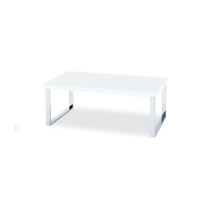 Table Basse Rectangulaire Malaga 100 Cm Blanche Et Pieds Metal