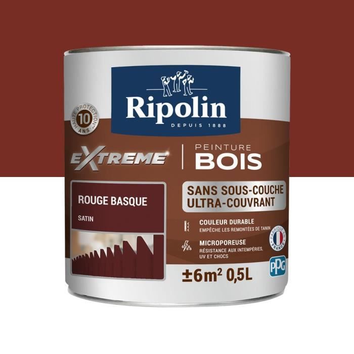 Peinture laque rouge basque satin spécial bois microporeuse 0.5L haute