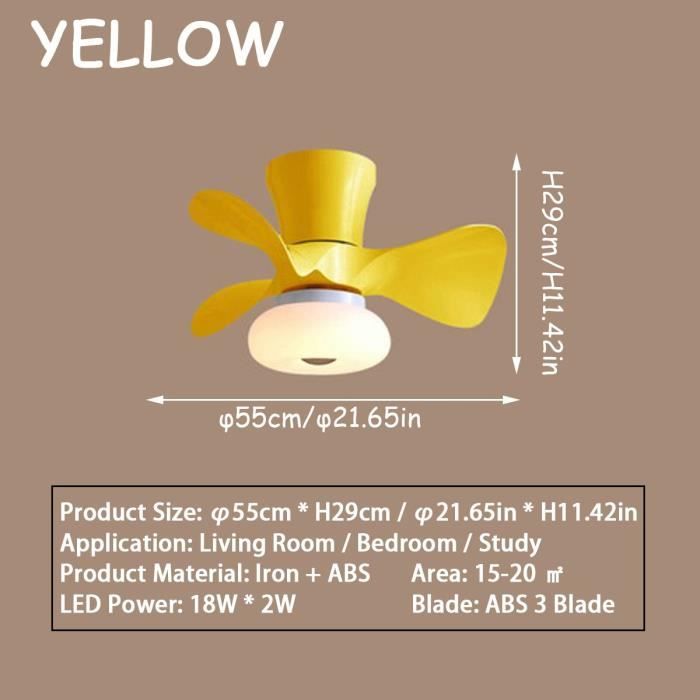 Ventilateur de plafond Jaune avec LED 132 cm Hypersilence | Leroy Merlin