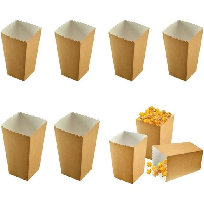 50 Mini Boîtes à Popcorn Rayées Rétro – 5 Couleurs – Dimensions 5x5x11.5 Cm – Pour Fête, Anniversaire, Cinéma Maison