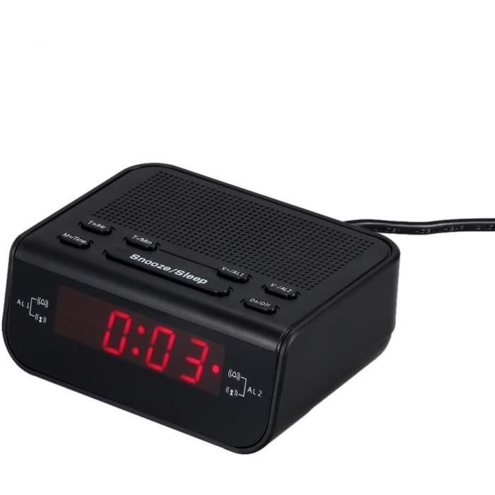 Réveil Numérique LED Double Cloche – Métal Bleu, 11,4 Cm, Avec Veilleuse, Son Puissant