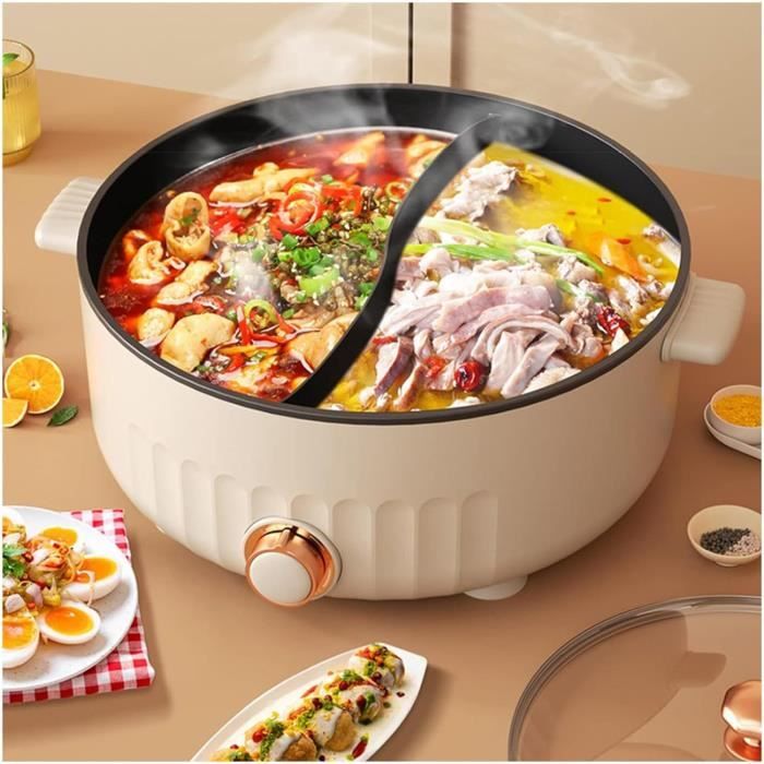 Appareil à Fondue Chinoise Électrique 7.5L Double Compartiment – Yuanyang Traditionnel Avec 2 Filets
