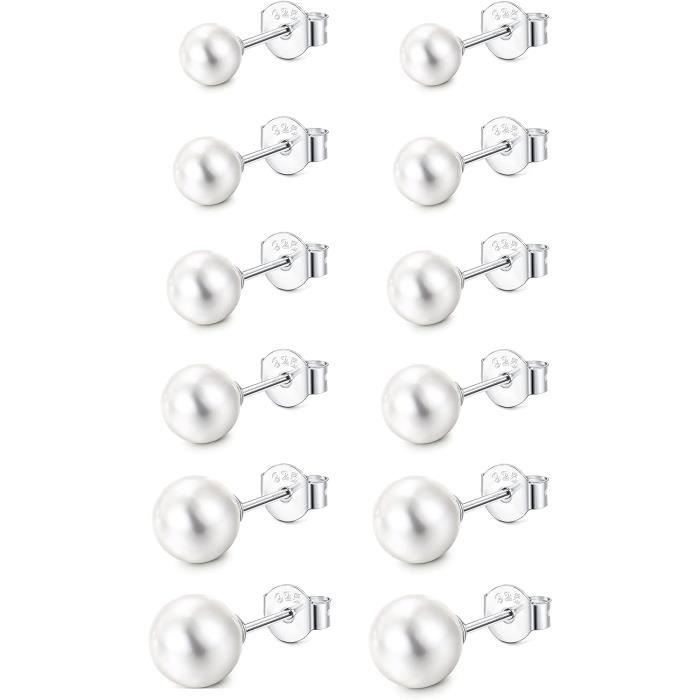 Hinvan Lots De 4 Paires Boucles D'oreilles Argent 925 Pour
