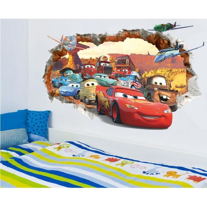 Chambre backdrop stickers Cars 3D Poqiang enfants