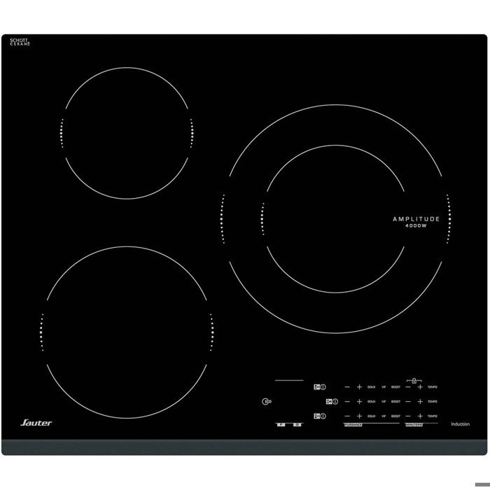 SAUTER Table de cuisson induction SPI4360B - 3 foyers - Commandes tactiles