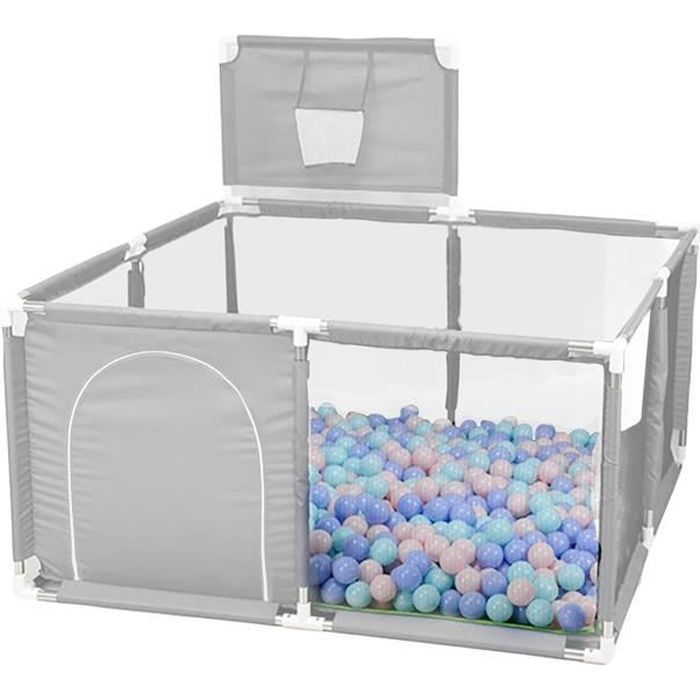 SINBIDE® Parc Bébé avec Panier De Basket, Parc De Jeux Pliable Lavable Adapté À L'intérieur Et À L'extérieur 128x128x66cm GRIS