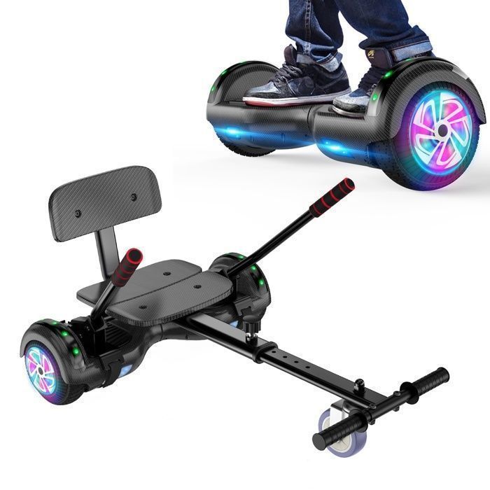 COOL&FUN Hoverboard 6.5 Pouces avec Bluetooth Blanc + Hoverkart Noir COOL&FUN Hoverboard 6.5 Pouces avec Bluetooth Blanc + Hoverkart Noir