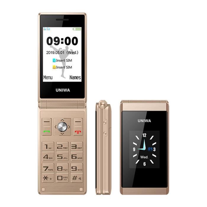 Téléphone portable à bouton rabattable UNIWA X28 2G - SOYES - Blanc - 2,8 pouces - 1200 mAh