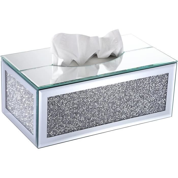 Boîte à Mouchoirs Carrée En Verre Avec Strass - Design Brillant, 14x14x14,5 Cm, Parfaite Pour Déco Maison