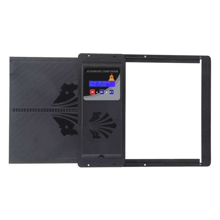SURENHAP Ouvre-porte automatique de poulailler avec minuterie Ouvre-porte automatique de poulailler, ouverture jardin filet Noir