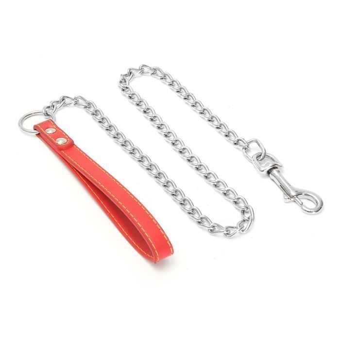 Comparer les prix de 3 mm * 91cm 3 mm * 91cm Heavy Duty Dog Chromé chaîne Pet Leash plomb avec bracelet en cuir poignée au Royaume-Uni