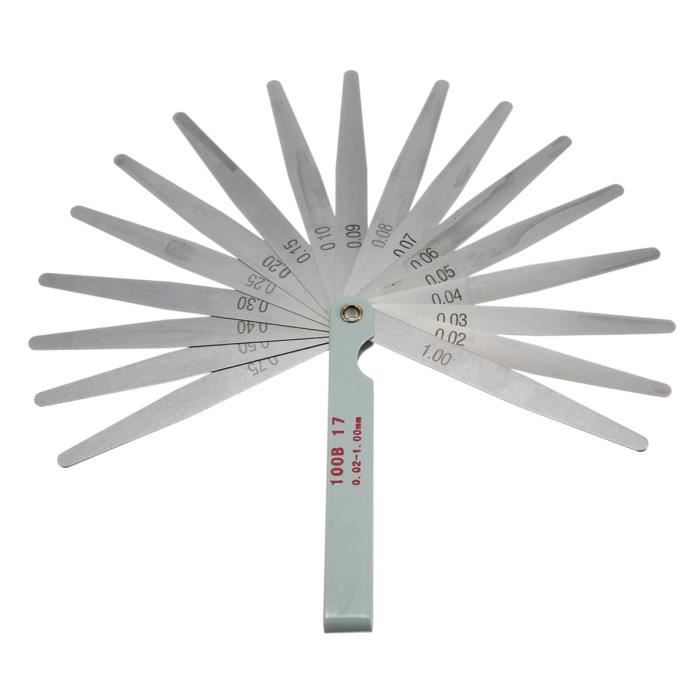Jauge D/'épaisseur Jeu De Cales de 17 Lames 0,02mm à 1mm Précision Soupape Moteur