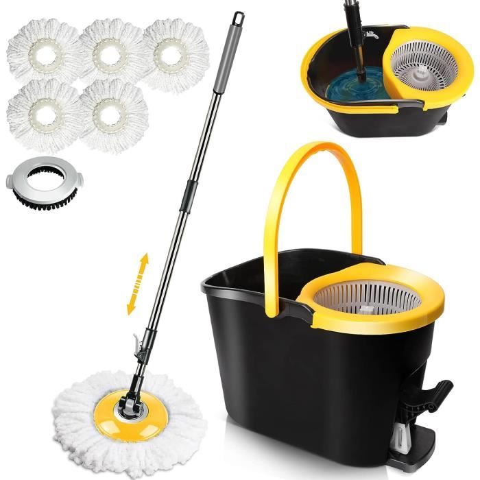 Seau Essoreur 2-en-1 ARSUK Avec Serpillière Microfibre Et Manche Télescopique - Nettoyage Facile - 10