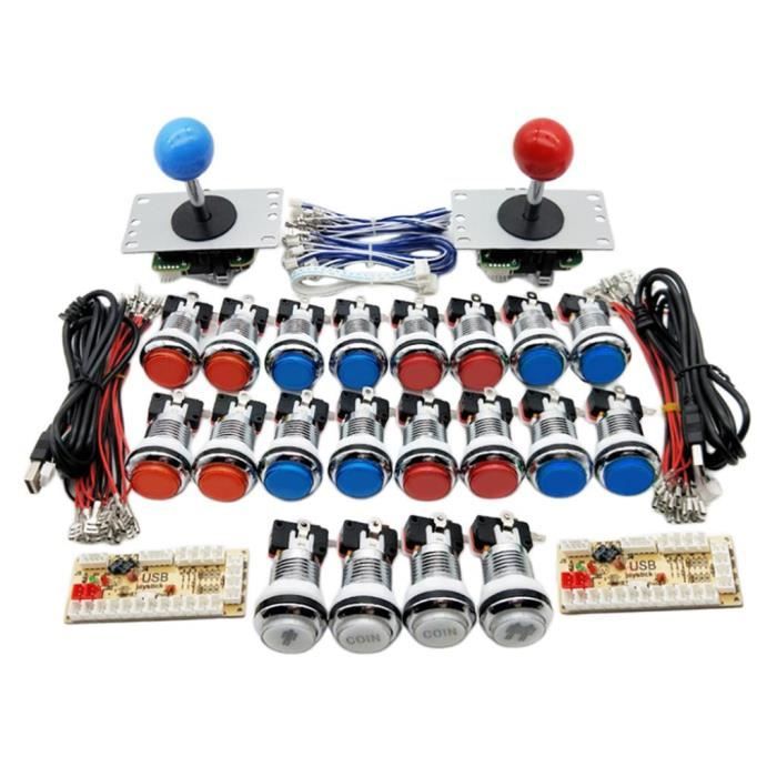 Kit Arcade 2 Joueurs - 2 Manettes + 16 Boutons Rouges Zippy - USB - Neuf - Arcade Express