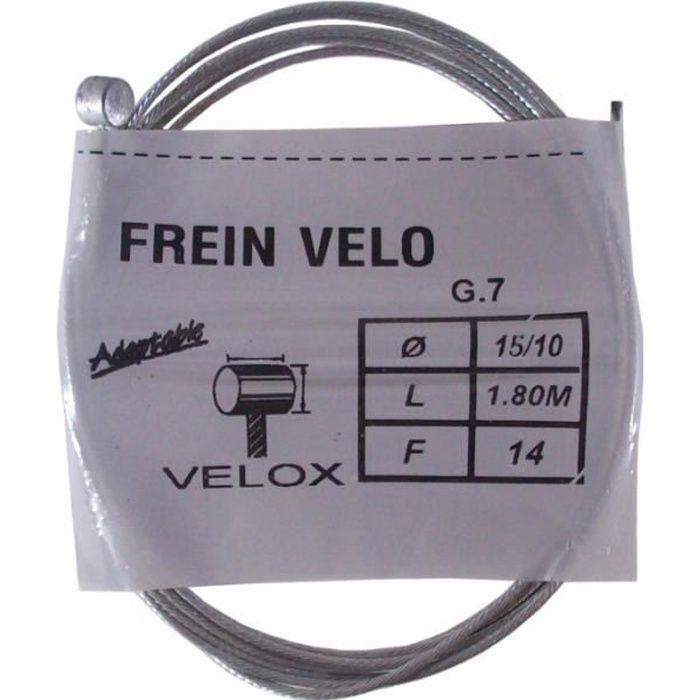 Câble de frein type WEINMANN vélo vintage VELOX acier 2.5 m 1.5 mm embout