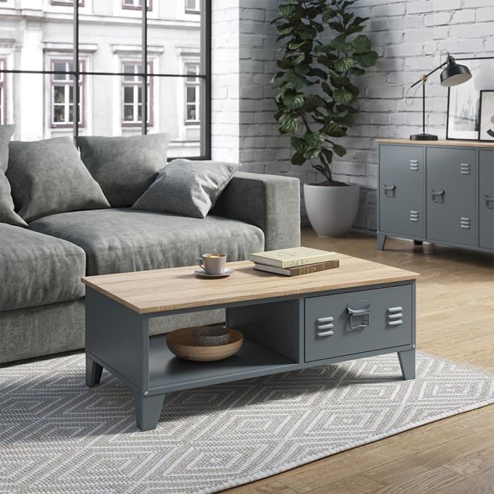 Table Basse Vicco Hylda – 6 Boîtes Pliantes Incluses – Salon – 84,6 X 52,6 Cm