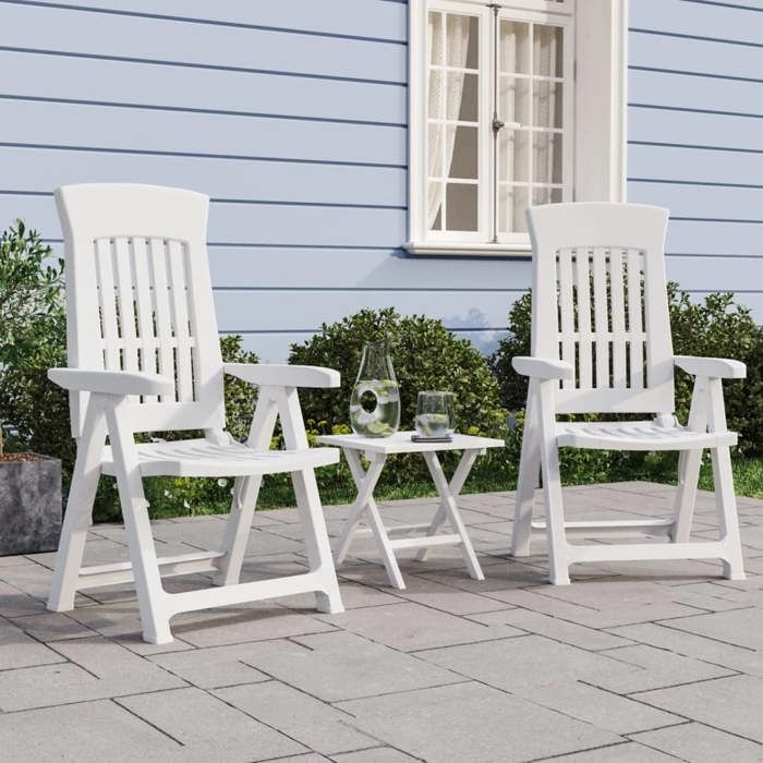 vidaXL Chaises inclinables de jardin 2 pcs blanc PP 364710