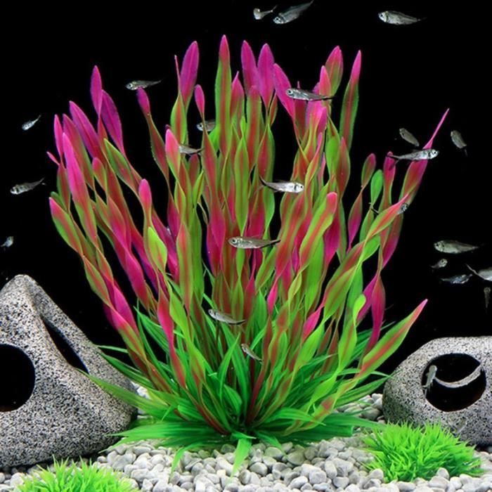 Comparer les prix de Décoration d'aquarium - VITATA - Jonc de mer artificiel - Plastique rouge - Abri pour poissons - Aspect réaliste